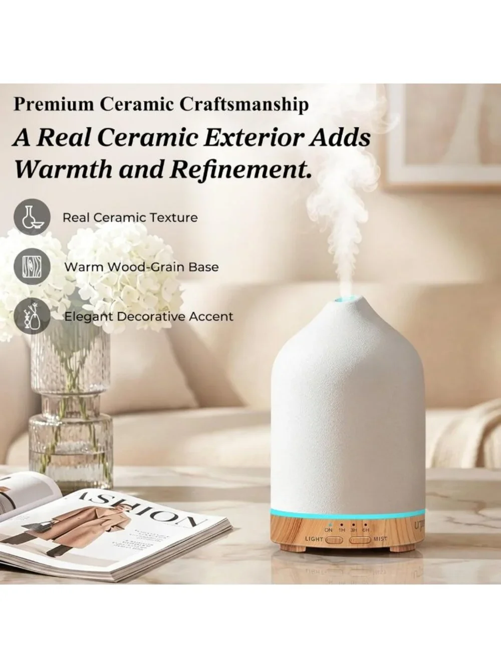 300mL Ceramic Essential Oil Diffuser | Aromatherapy for Home & Office Relaxation